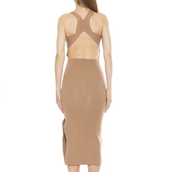 NWT Alexia Admor Ariana Racerback Dress In Nude Tan Size Large - Picture 2 of 5